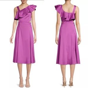 NEW Veronica Beard Beilla Ruffle A Line Midi Cocktail Sleeveless Dress Purple